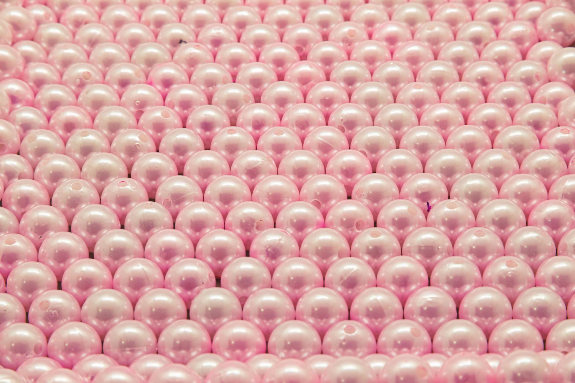 pink pearls in close up shot