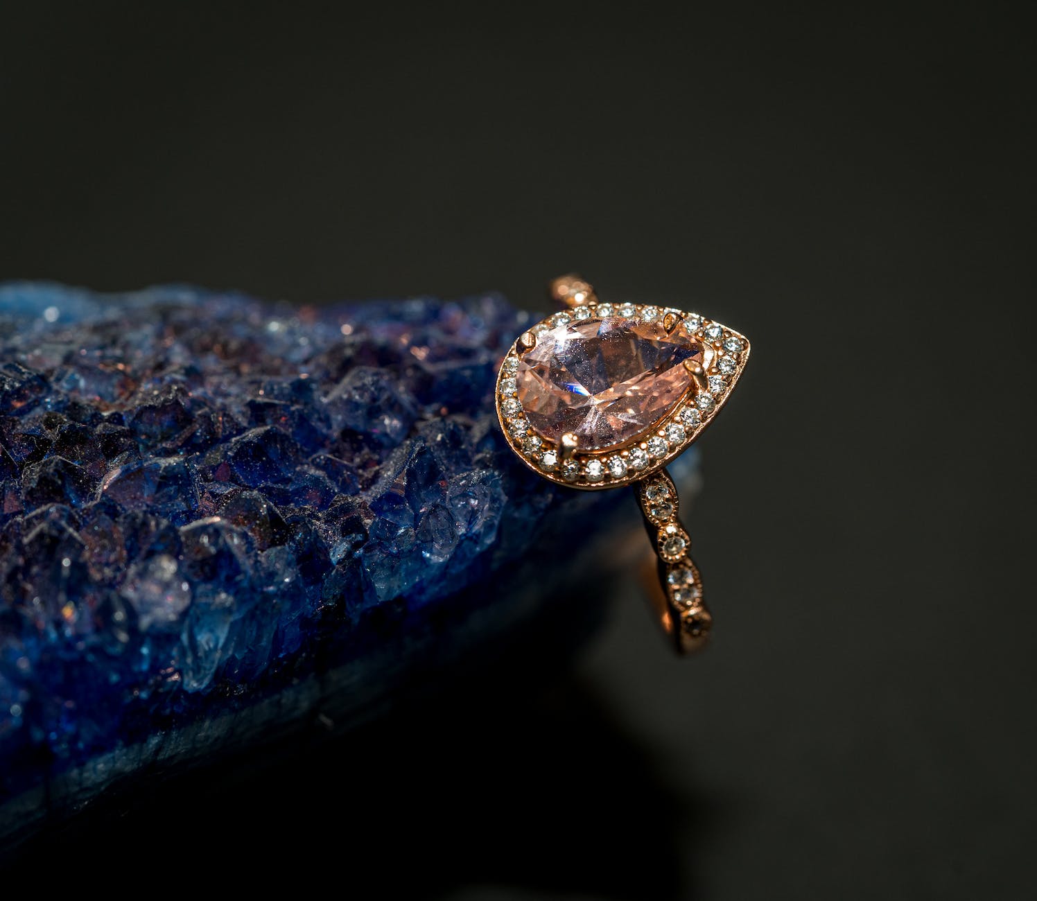 a diamond ring in close up photography